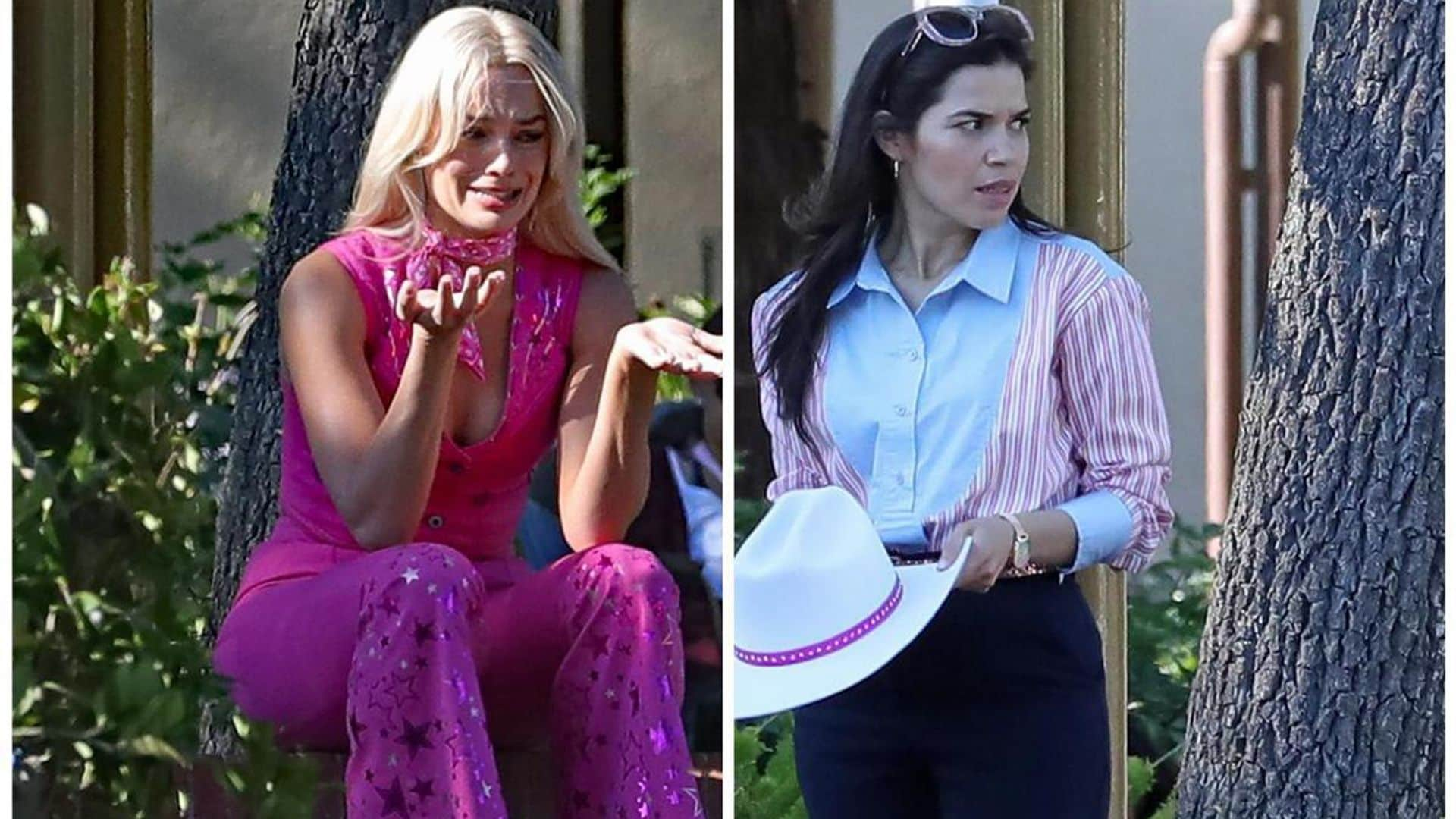 Barbie: First look at America Ferrera on set with Margot Robbie and Ryan Gosling