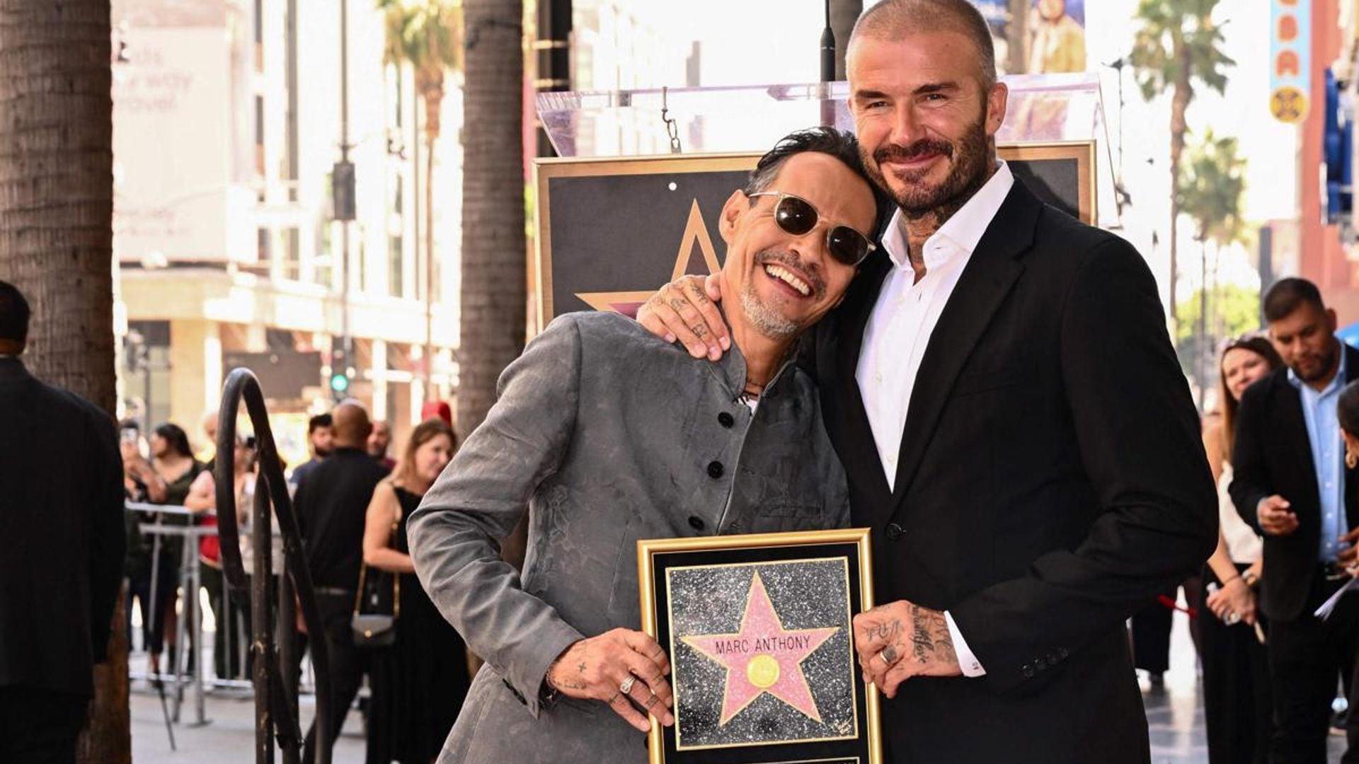 David Beckham surprises Marc Anthony at Hollywood Walk of Fame ceremony with adorable speech