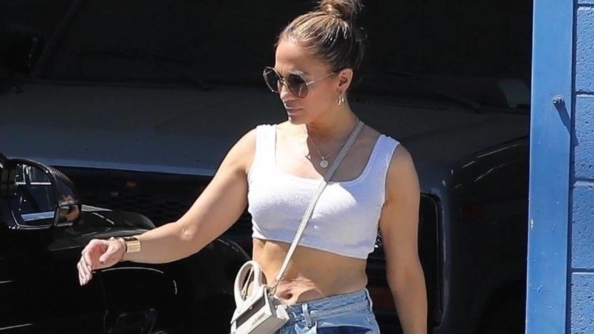 Jennifer Lopez steps out in gray crop top and gold hoops during recent LA outing