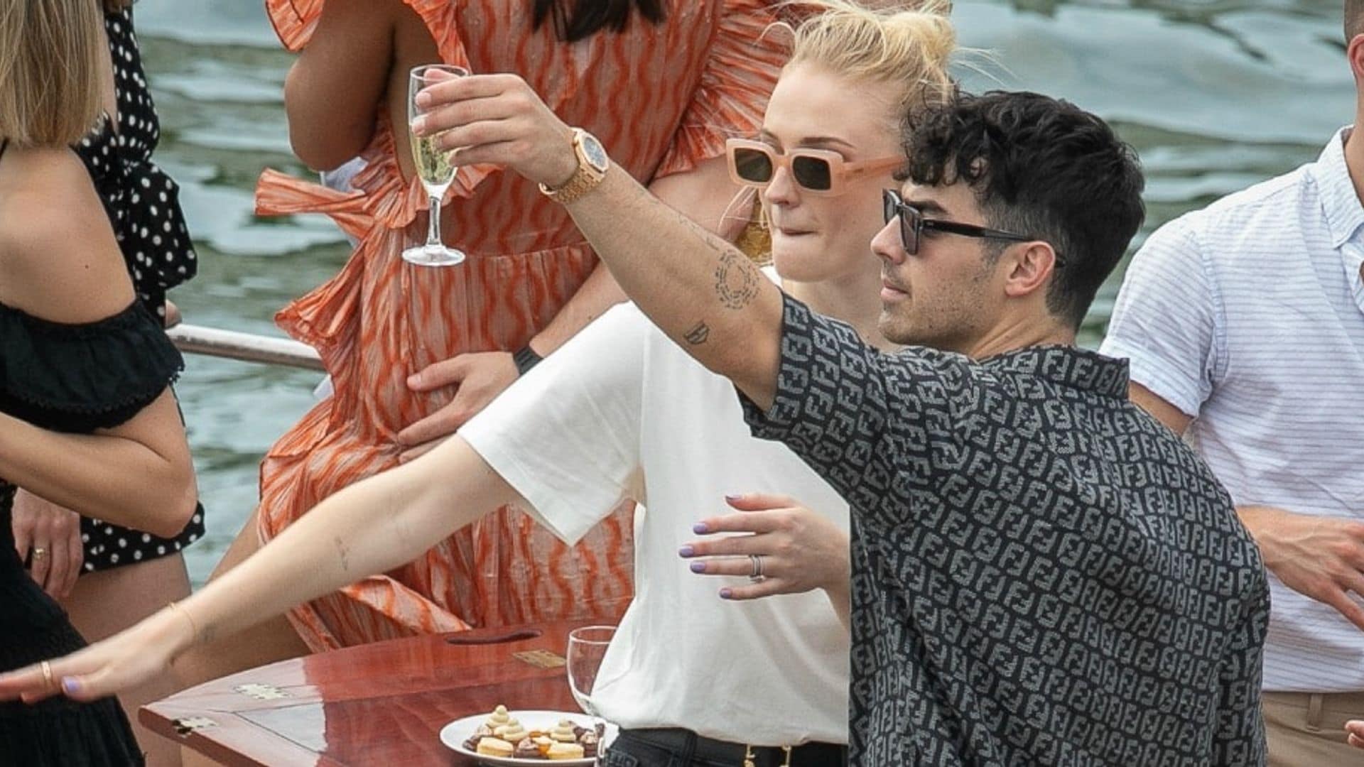 Sophie Turner and Joe Jonas pull baller move at starry pre-wedding white party