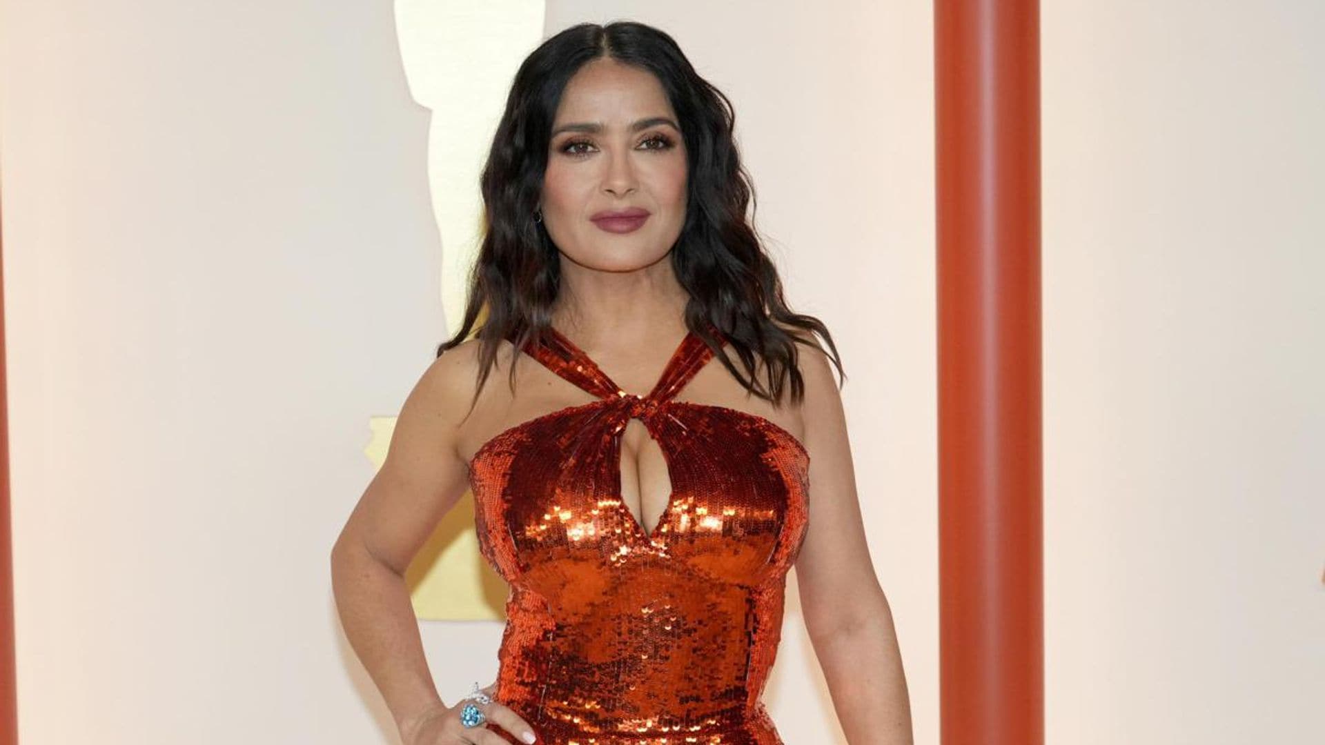 Salma Hayek welcomes spring in a floral outfit