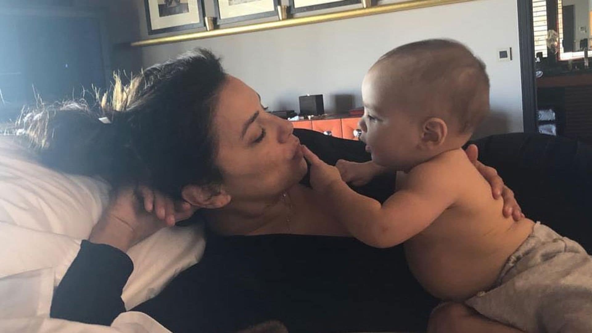 Eva Longoria rocks red hot bikini ten months after welcoming son Santiago