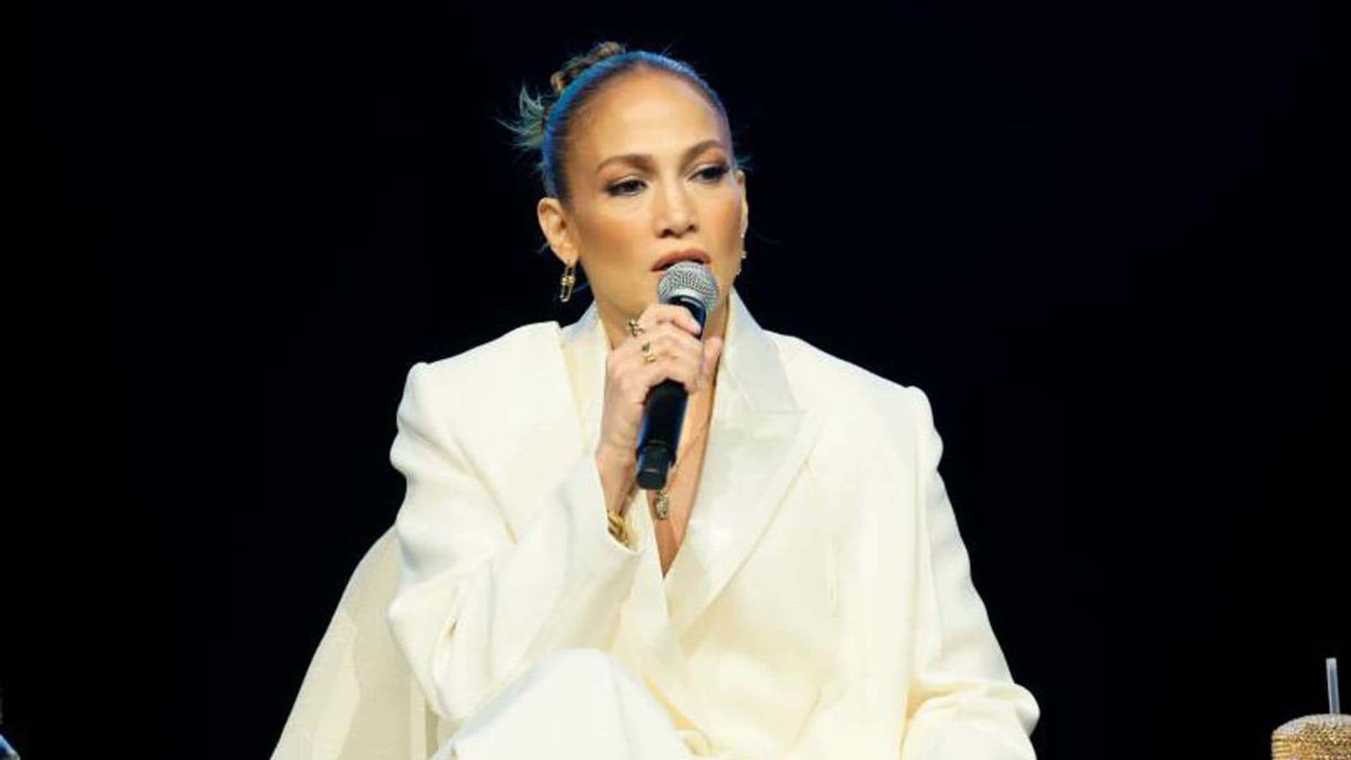 Jennifer Lopez stuns in white suit as she discusses the importance of Latina entrepreneurs