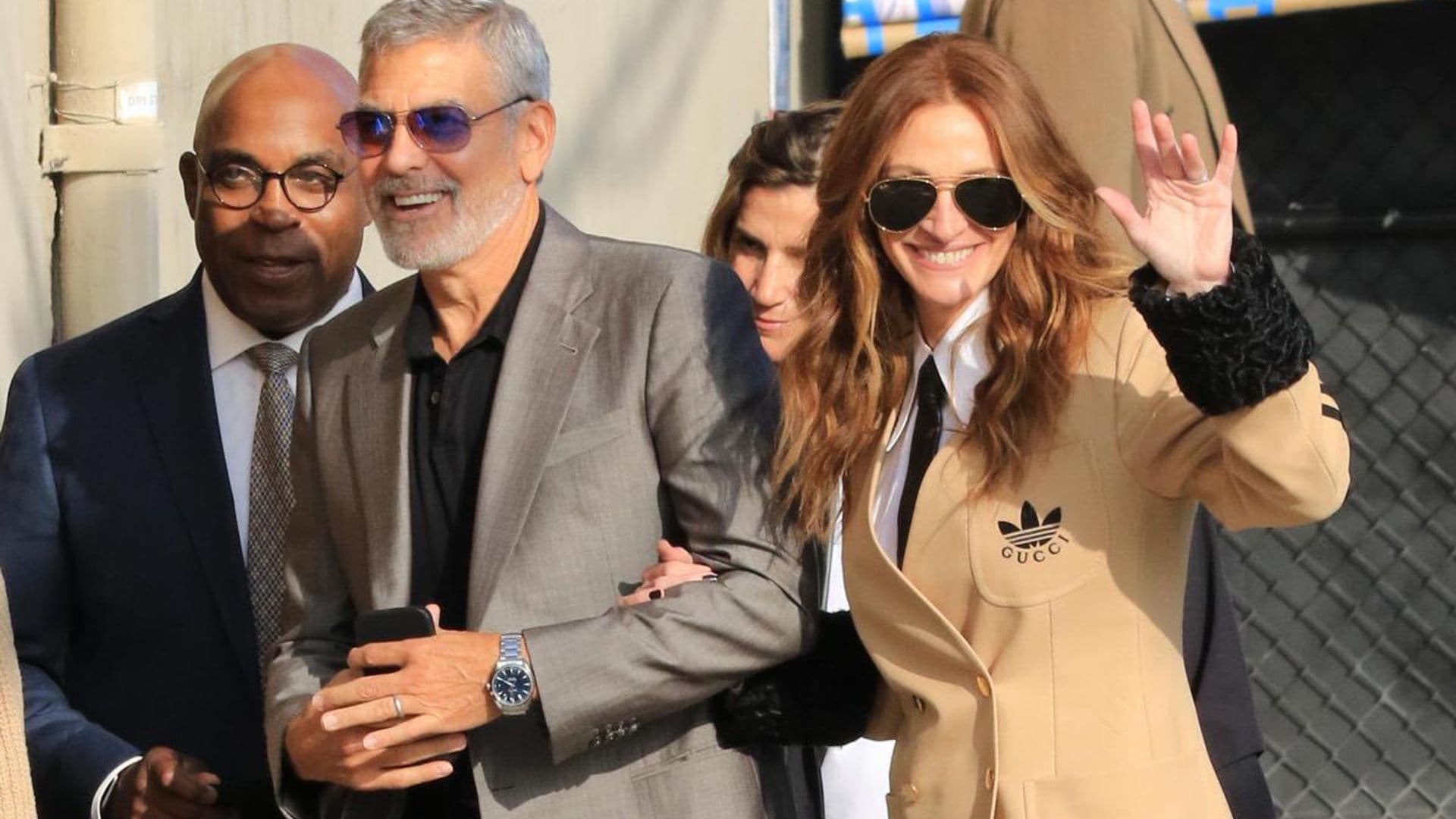 Julia Roberts looks stunning with a Gucci x Adidas suit