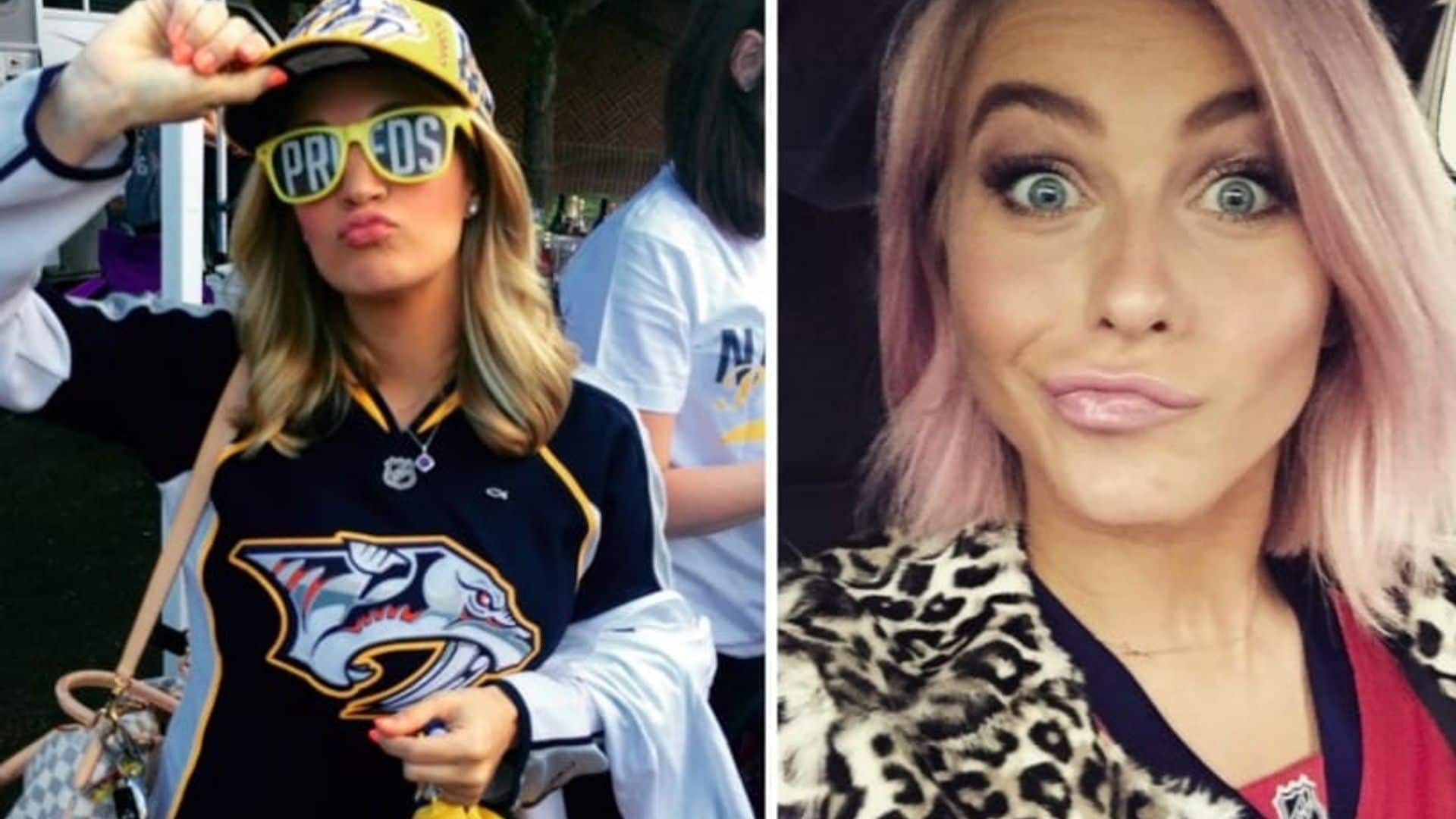 Carrie Underwood and Julianne Hough show team spirit for hockey beaus