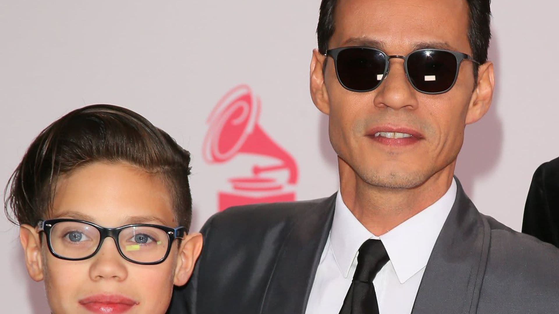 Marc Anthony and son Ryan posing at Grammy Awards 2017