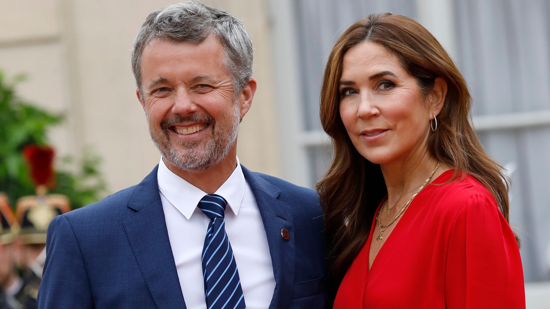 PARIS, FRANCE - JULY 26: King Frederik X of Denmark and Queen Mary of Denmark pose prior to the Olympics opening ceremony at Elysee Palace on July 26, 2024 in Paris, France. (Photo by Antoine Gyori - Corbis/Corbis via Getty Images)