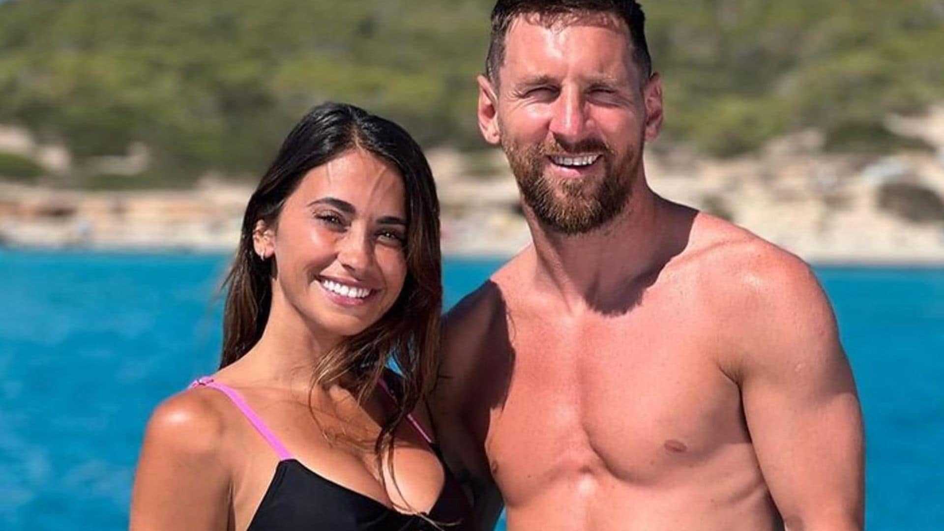 Antonela Roccuzzo enjoys the sun in hot pink bikini with husband Lionel Messi