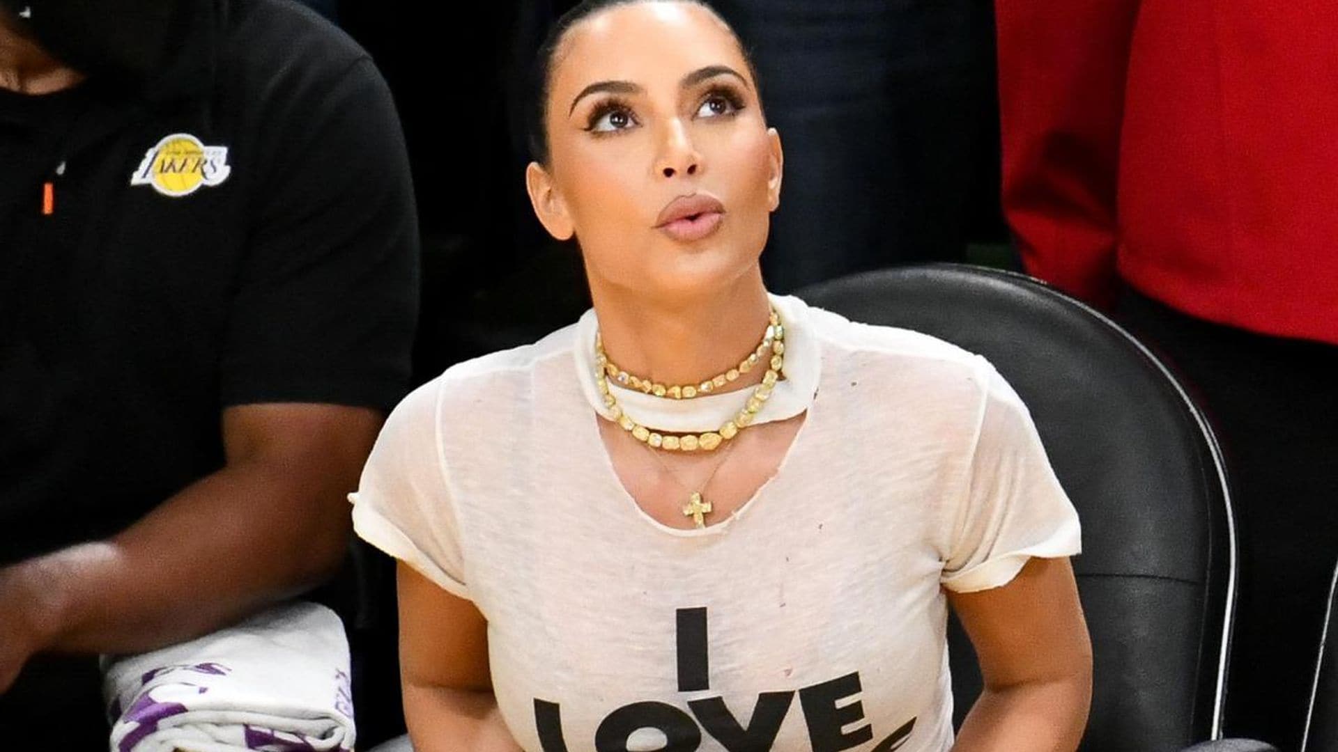 Kim Kardashian shares who she loves while sitting courtside at the Lakers game