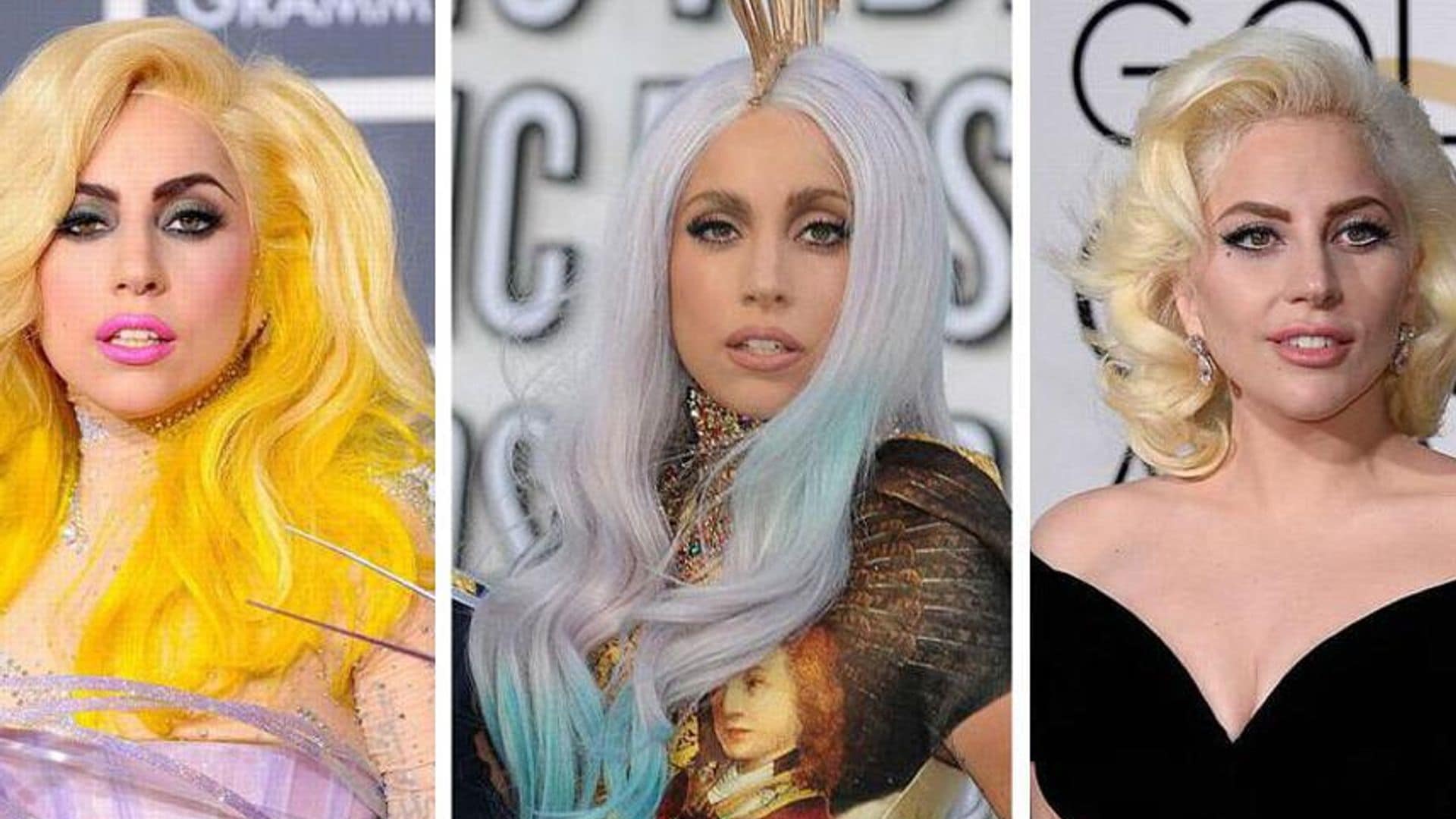 Lady Gaga hairstyles collage