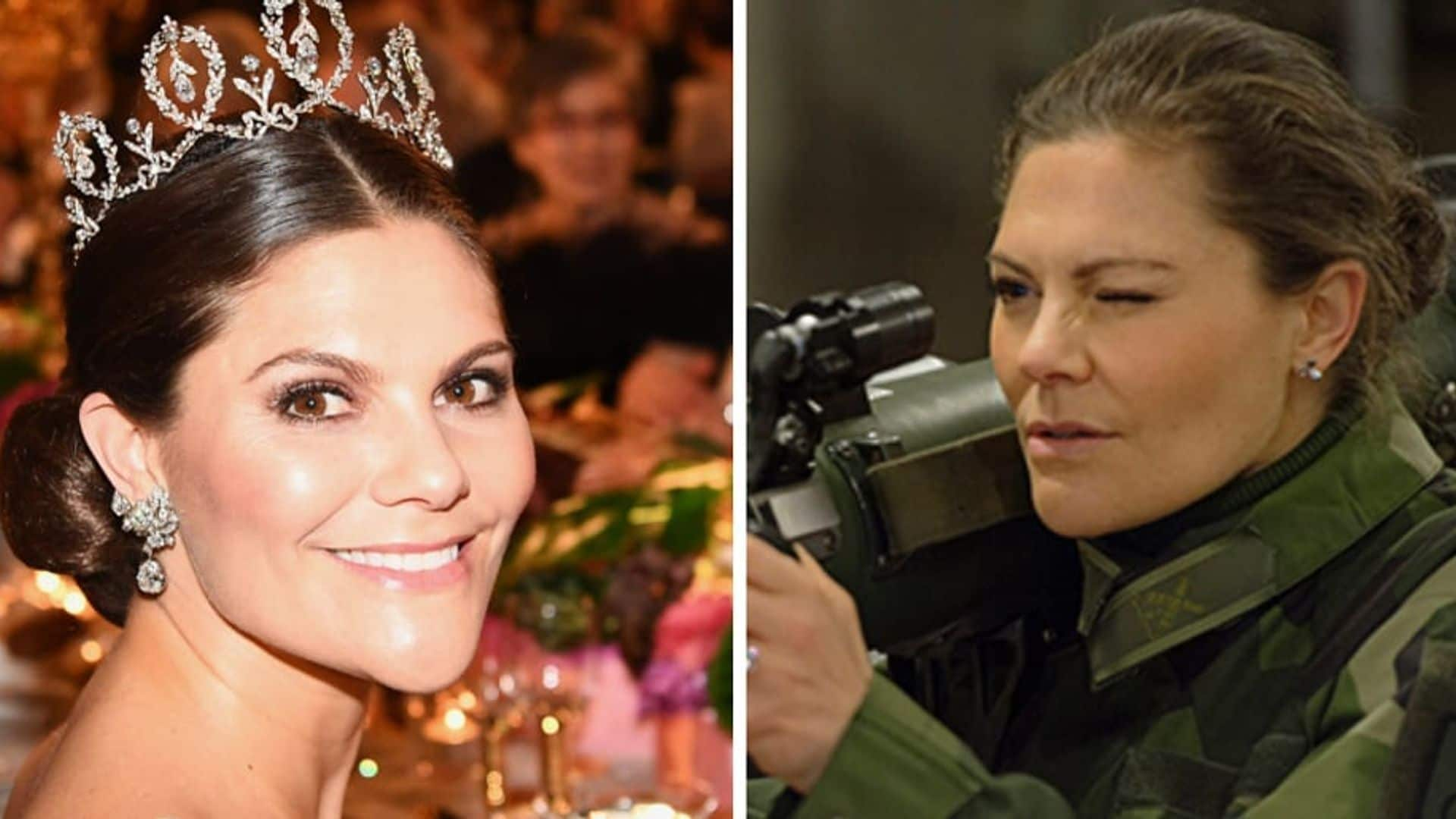 Crown Princess Victoria goes from glam to camo at Armed Forces visit - see the pics!