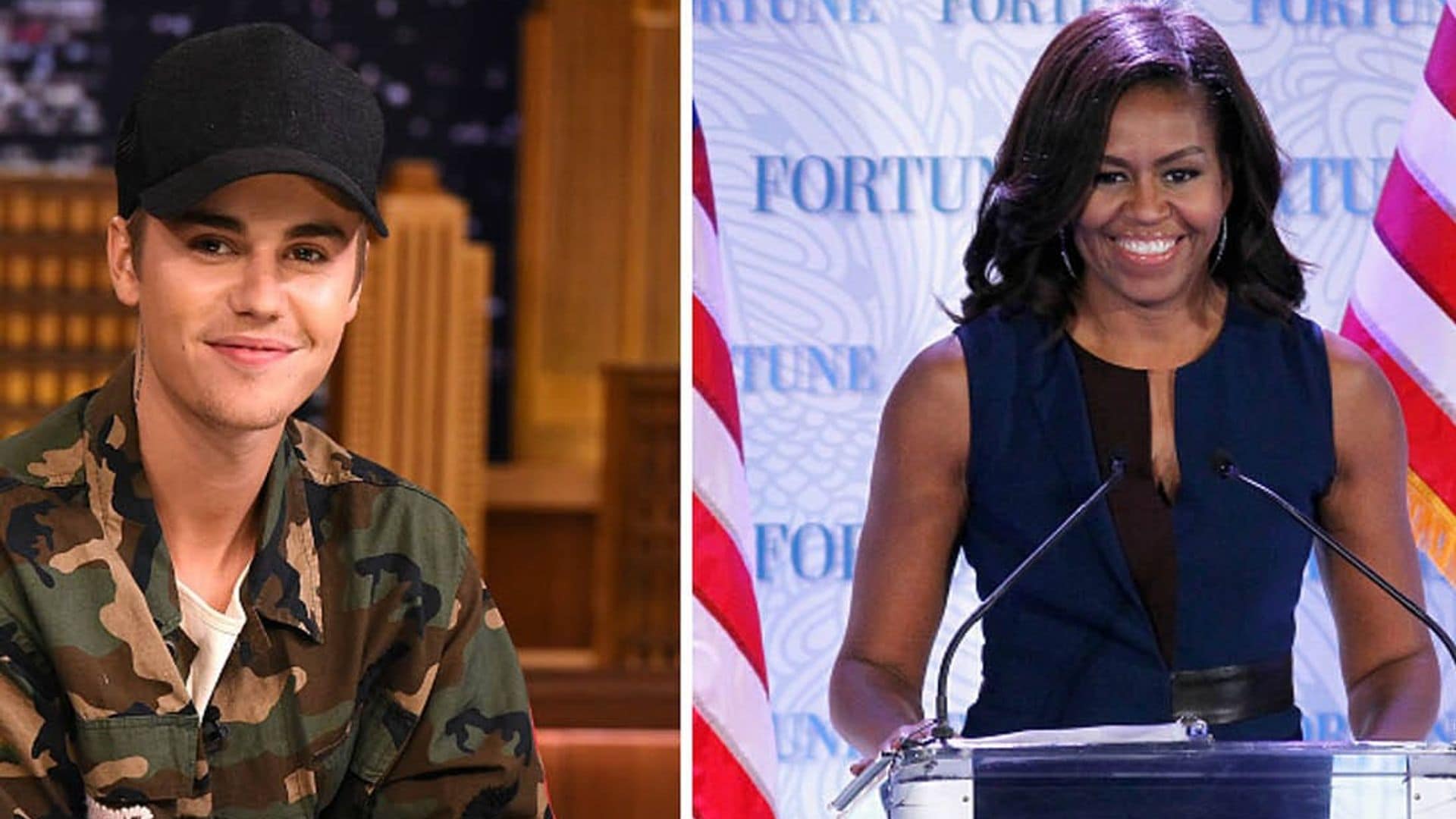 First Lady Michelle Obama previews Justin Bieber's new single "Sorry"