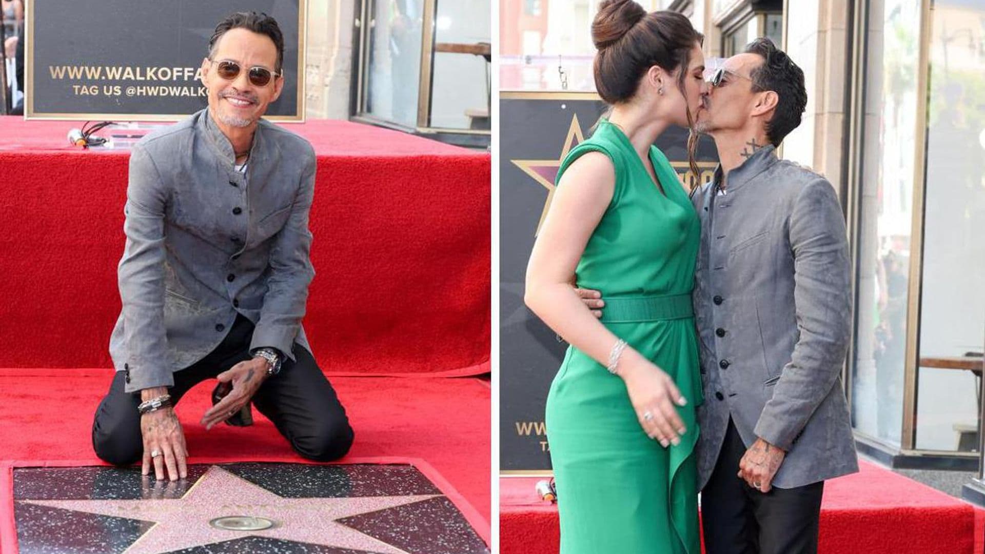 Marc Anthony receives his star on the Hollywood Walk of Fame with Nadia Ferreira and David Beckham’s support