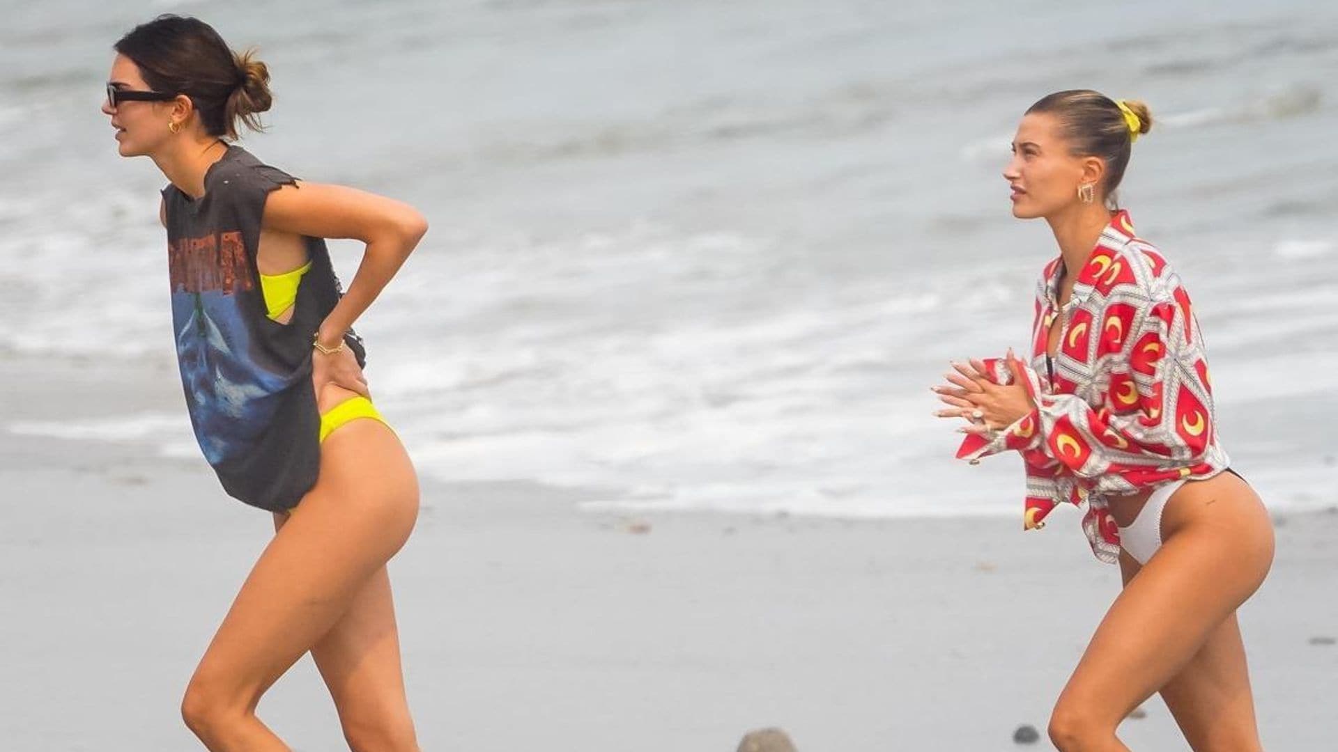 BFFs, Kendall Jenner and Hailey Beiber were spotted together in cheeky bikinis on a beach in Malibu