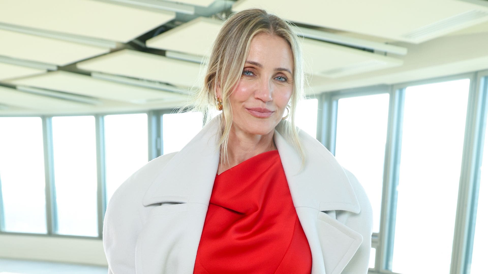 Cameron Diaz makes Paris Fashion Week comeback in red satin dress