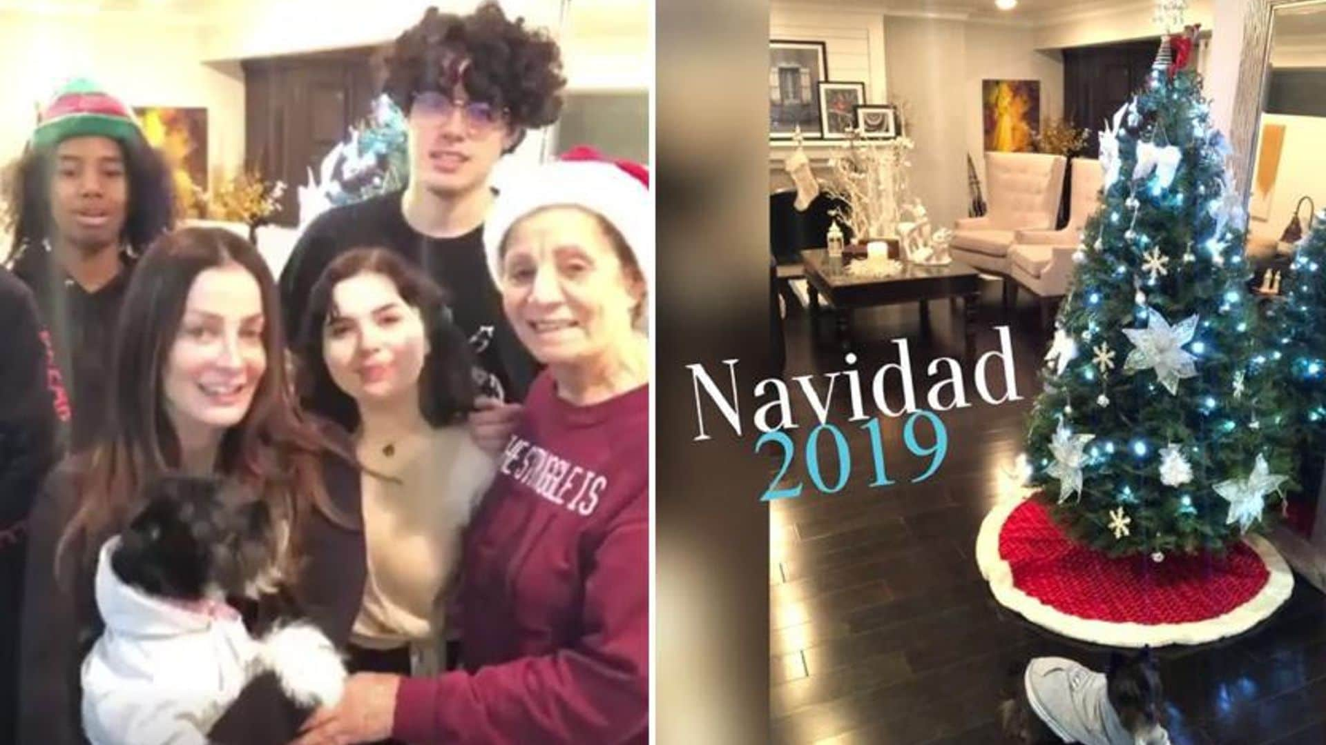 Marc Anthony’s son Cristian kisses girlfriend as she joins in with family Christmas tradition