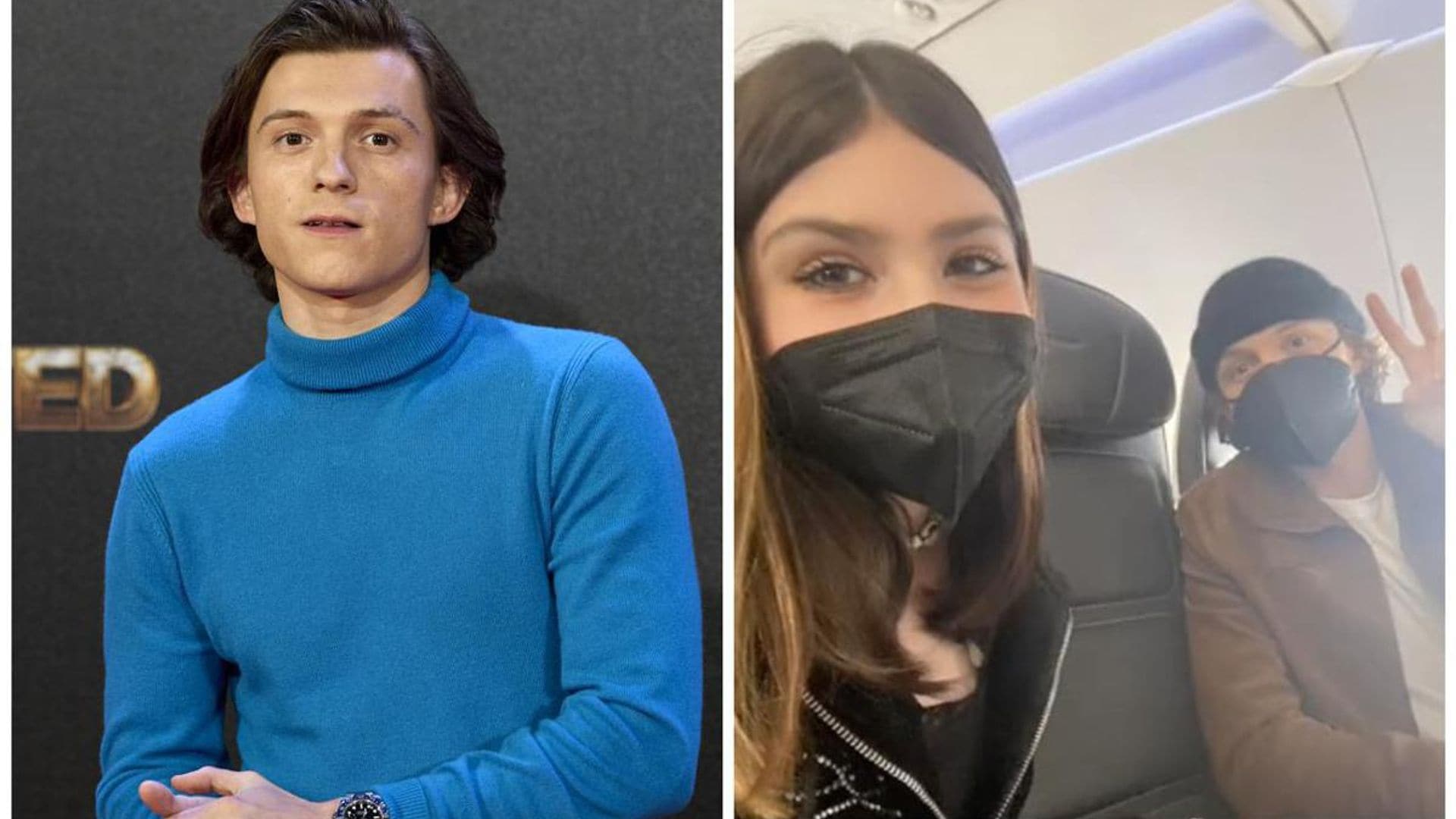 Tom Holland happily hangs out with fan sitting next to him on a flight