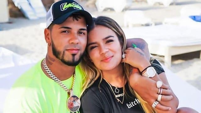 Karol G and Anuel AA posing together