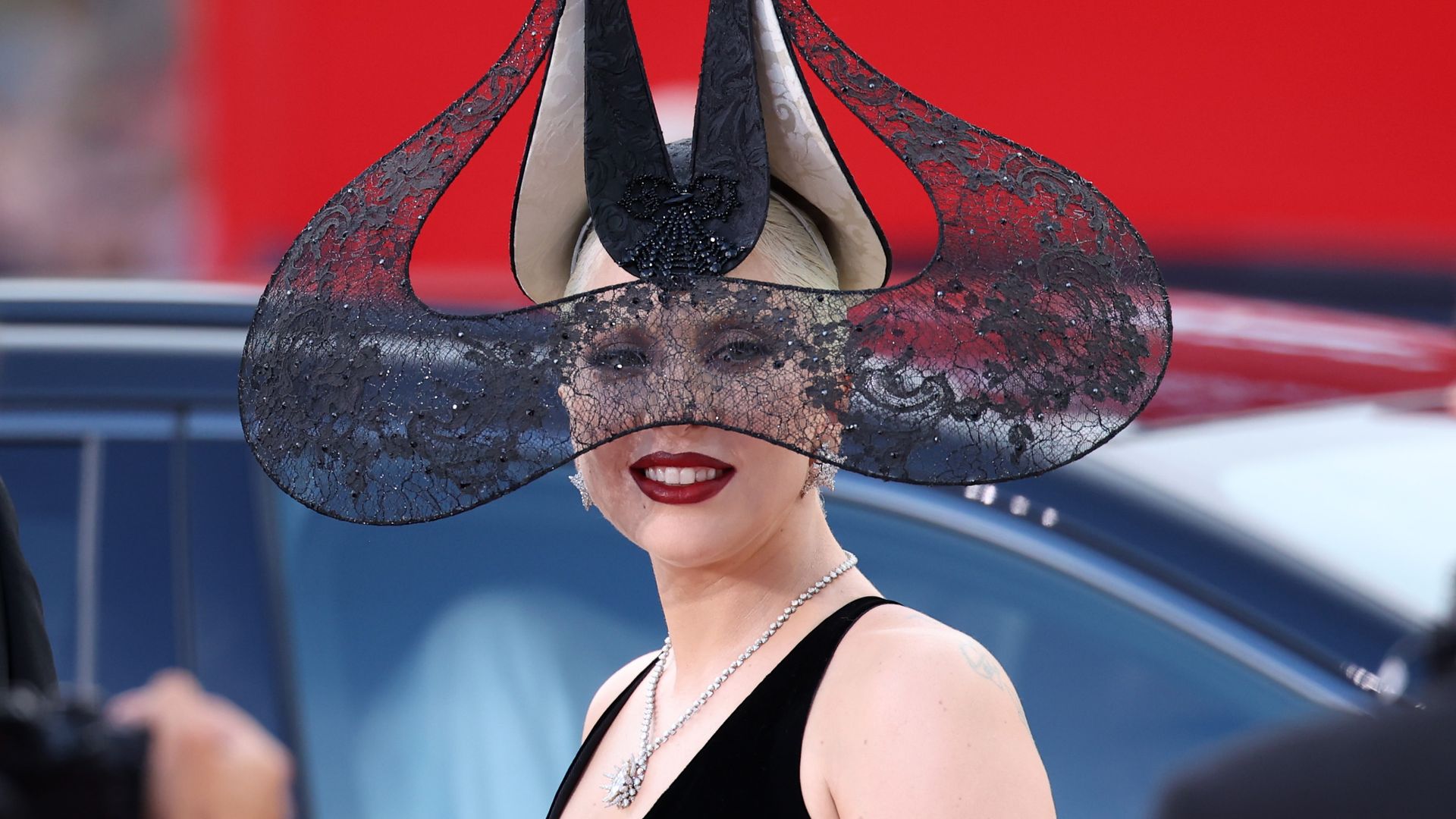 Lady Gaga wears stunning headpiece on the red carpet of 'Joker: Folie à Deux' at the Venice Film Festival