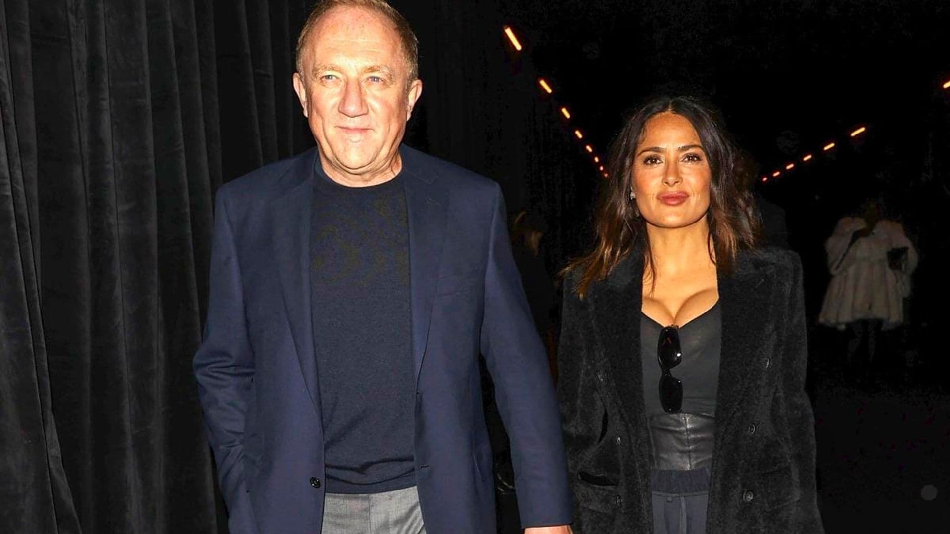 Salma Hayek and Francois-Henri Pinault match at the Balenciaga show