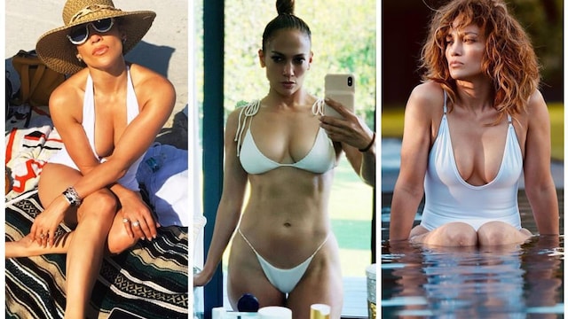 Jennifer Lopez follows the latest trends, with all-white bikinis and swimsuits