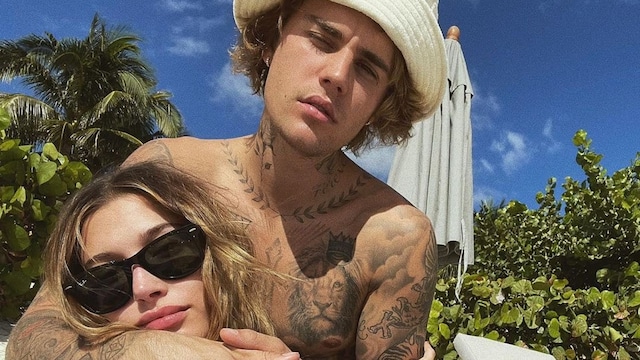 Hailey Bieber and Justin Bieber in the sun