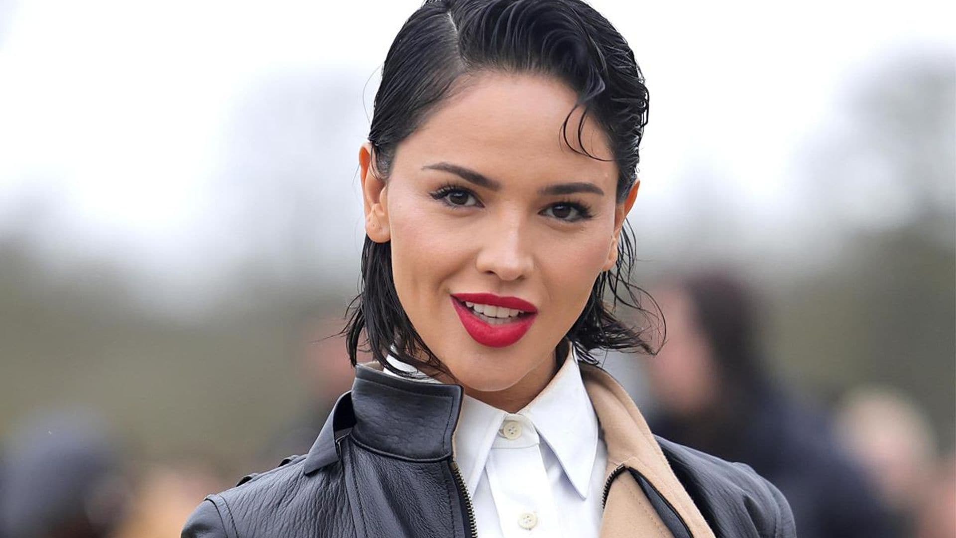 Eiza González steps out in edgy leather look and short hair in Paris Fashion Week