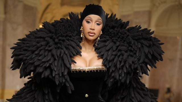 Cardi B at the Schiaparelli Fall 2023 Couture Collection Runway Show on July 3, 2023 in Paris, France. (Photo by Swan Gallet/WWD via Getty Images)