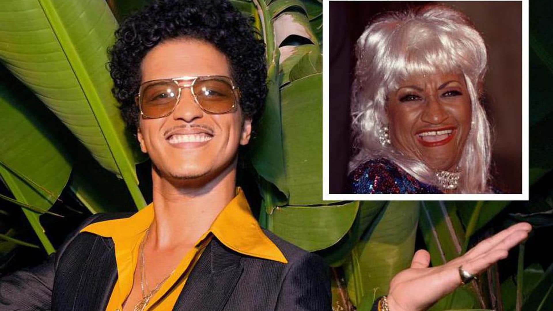 Bruno Mars shows off his conga skills to Celia Cruz and Johnny Pacheco’s ‘Quimbara’