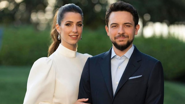 Crown Prince Hussein and fiancee Rajwa Al Saif carry out first joint engagement