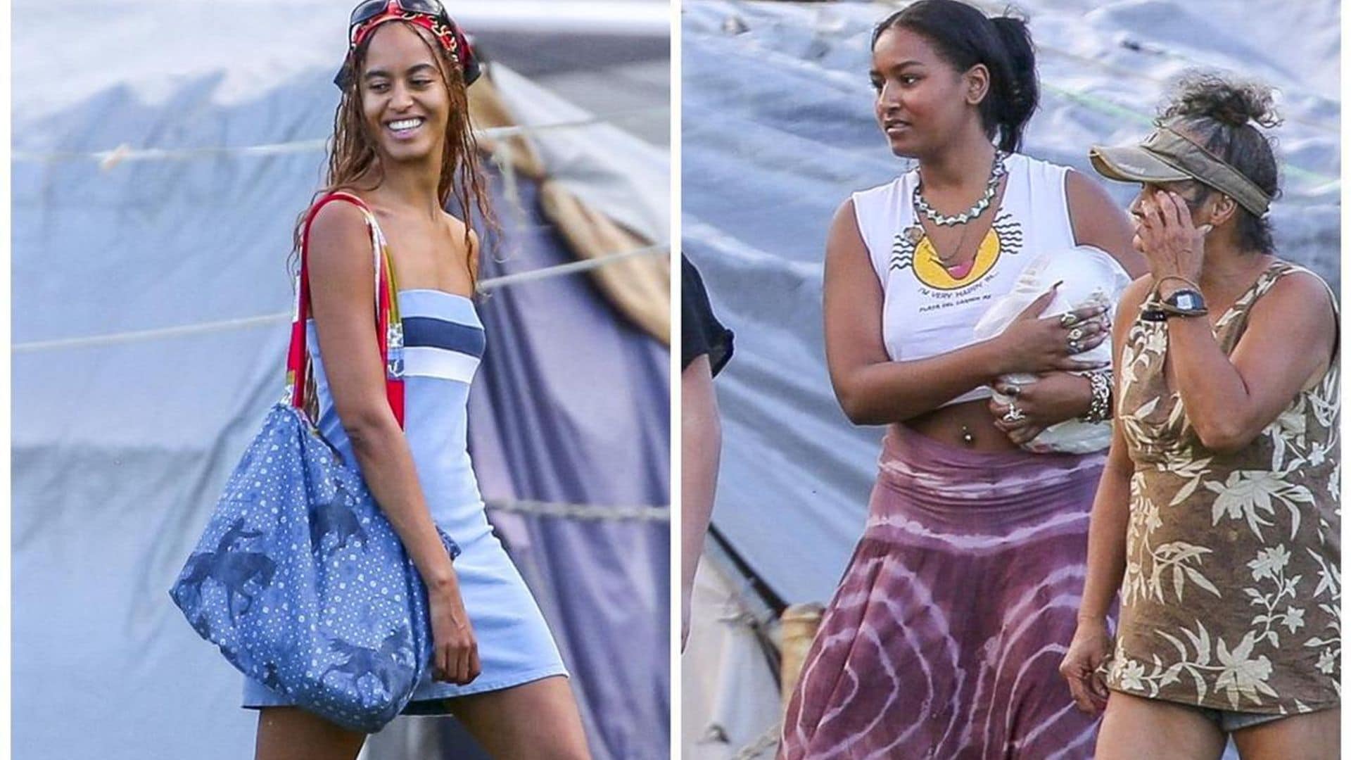 Sasha and Malia Obama visit Hawaii to hand out food and blankets to those in need