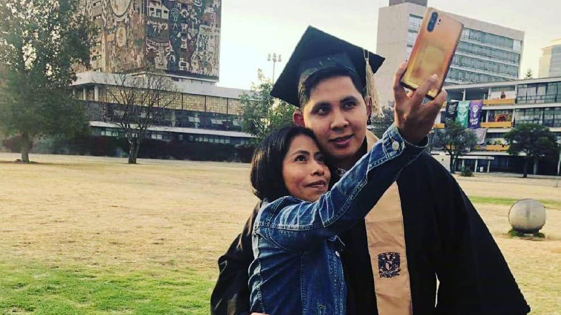 Yalitza Aparicio gets into her role of GF to celebrate her boyfriend’s latest accomplishment