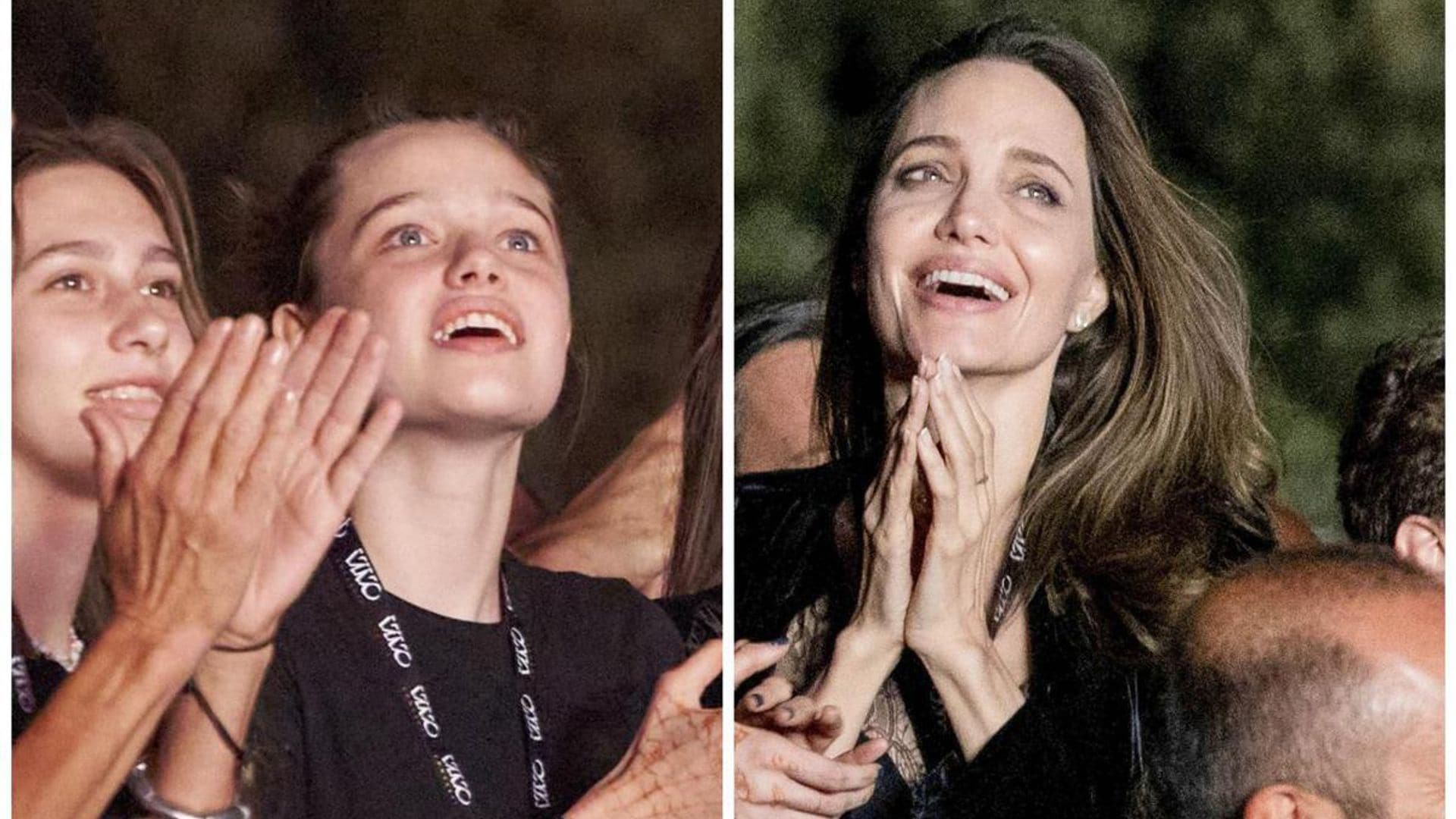 Angelina Jolie and Shiloh Jolie-Pitt seemed starstruck during the Måneskin concert in Rome