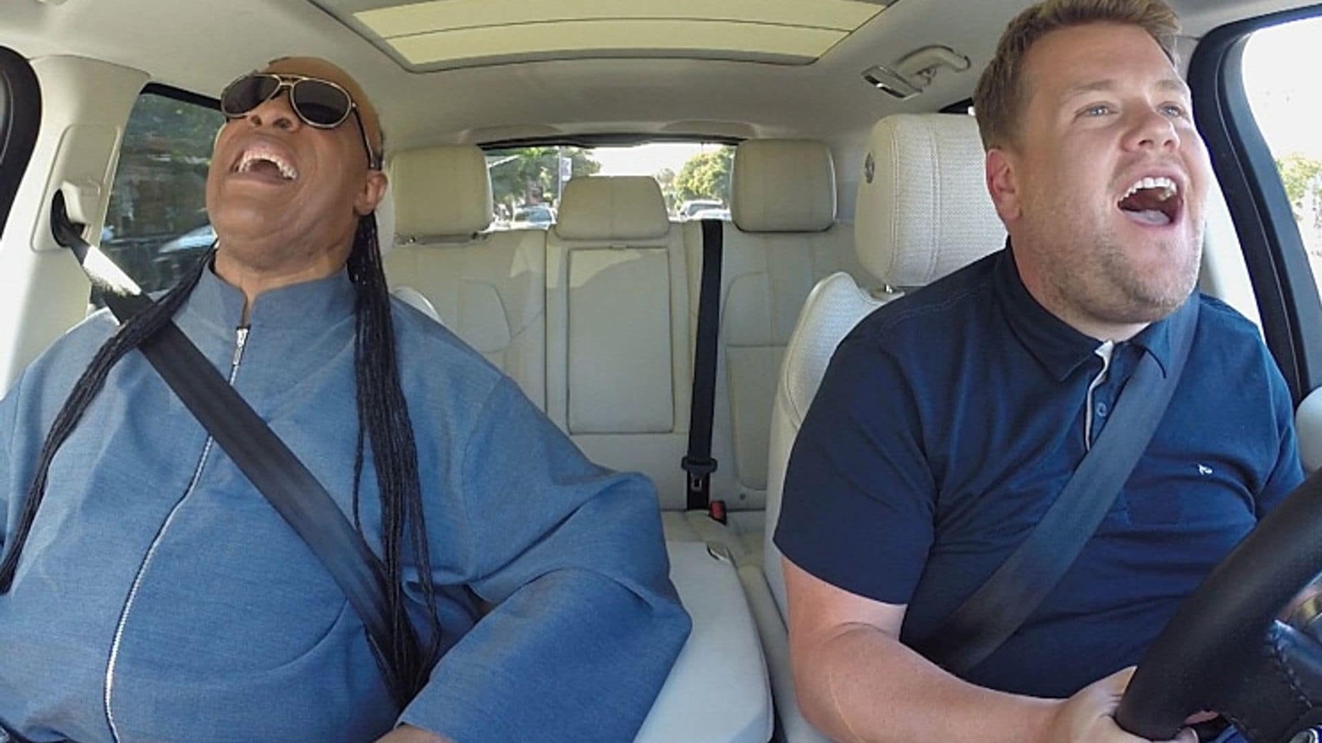 Stevie Wonder serenades James Corden's wife on the 'Late Late Show'
