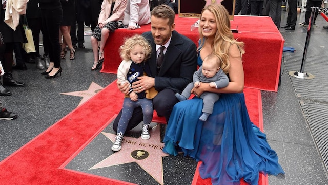 Blake Lively and Ryan Reynolds, along with their daughters, check out his star on the Hollywood Walk of Fame