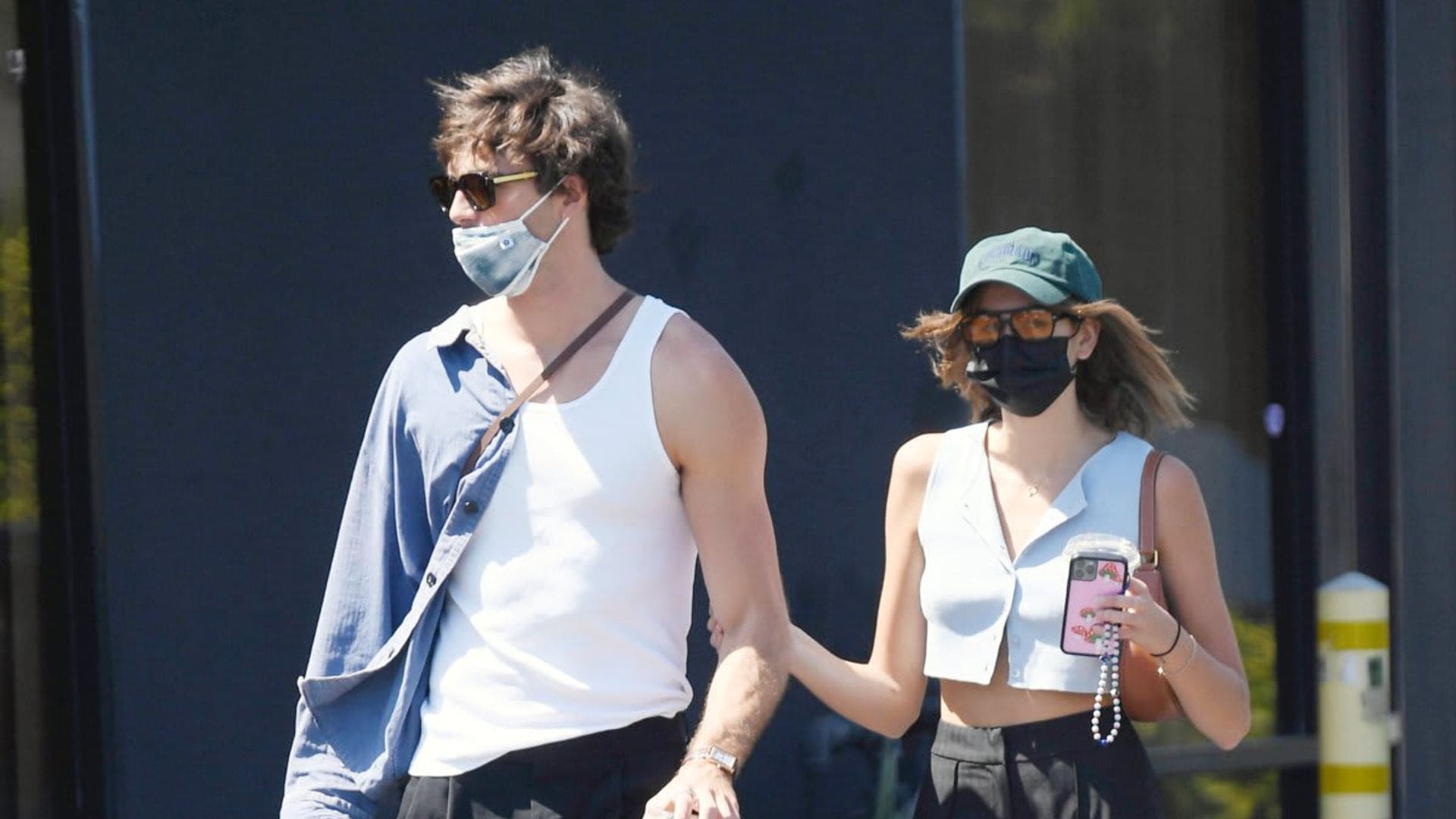 Kaia Gerber and Jacob Elordi wore matching outfits while on a coffee run