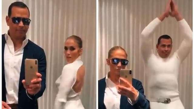 Jennifer Lopez and Alex Rodriguez doing the Flip Switch viral challenge