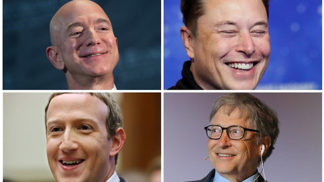 Jeff Bezos, Elon Musk, Mark Zuckerberg, Bill Gates