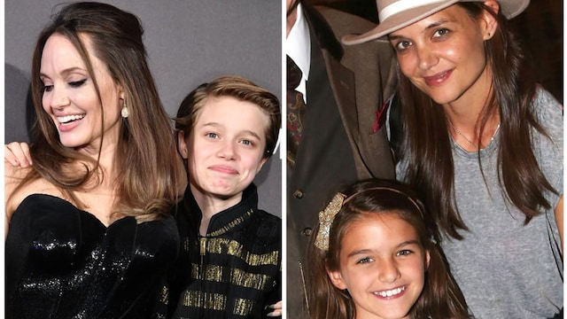 Collage with Angelina Jolie and Shiloh Jolie-Pitt, Katie Holmes and Suri Cruise