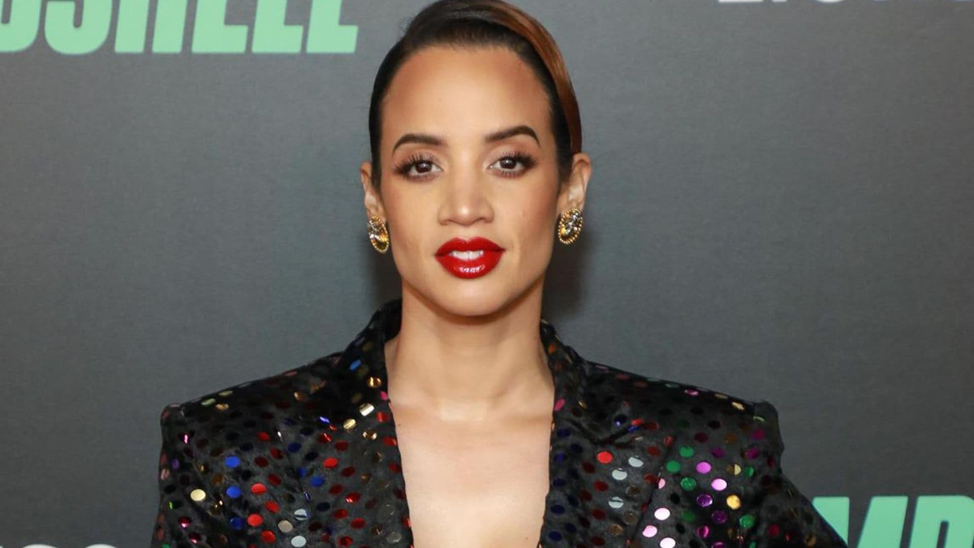 Dascha Polanco beams at the screening of ‘Bombshell’ in a festive suit