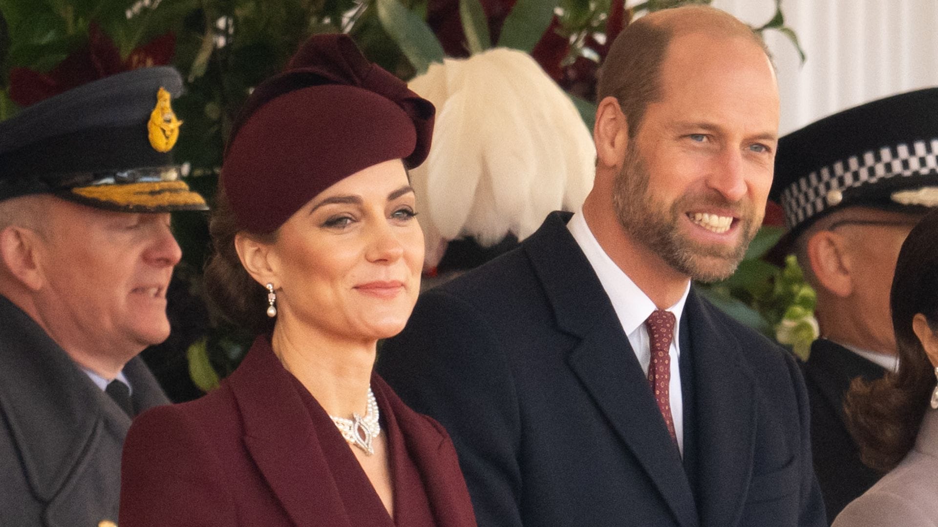 The Princess of Wales looks beautiful in burgundy as she makes appearance with Prince William and King Charles