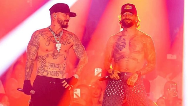 Maluma and J Balvin join forces on stage after a decade and unleash a battle of abs