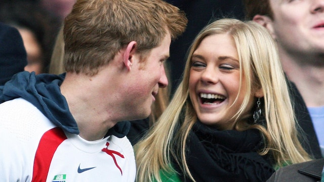 (FILES) Photo shows Prince Harry and his girlfriend Chelsy Davy laughing before the Investec Challenge international rugby match South Africa vs. England in Twickenham, west London, on November 22, 2008. Prince Harry, third in line to the throne, has split with his girlfriend Chelsy Davy after five years, British media reported on January 24, 2009.AFP PHOTO / Chris Ratcliffe (Photo credit should read CHRIS RATCLIFFE/AFP via Getty Images)