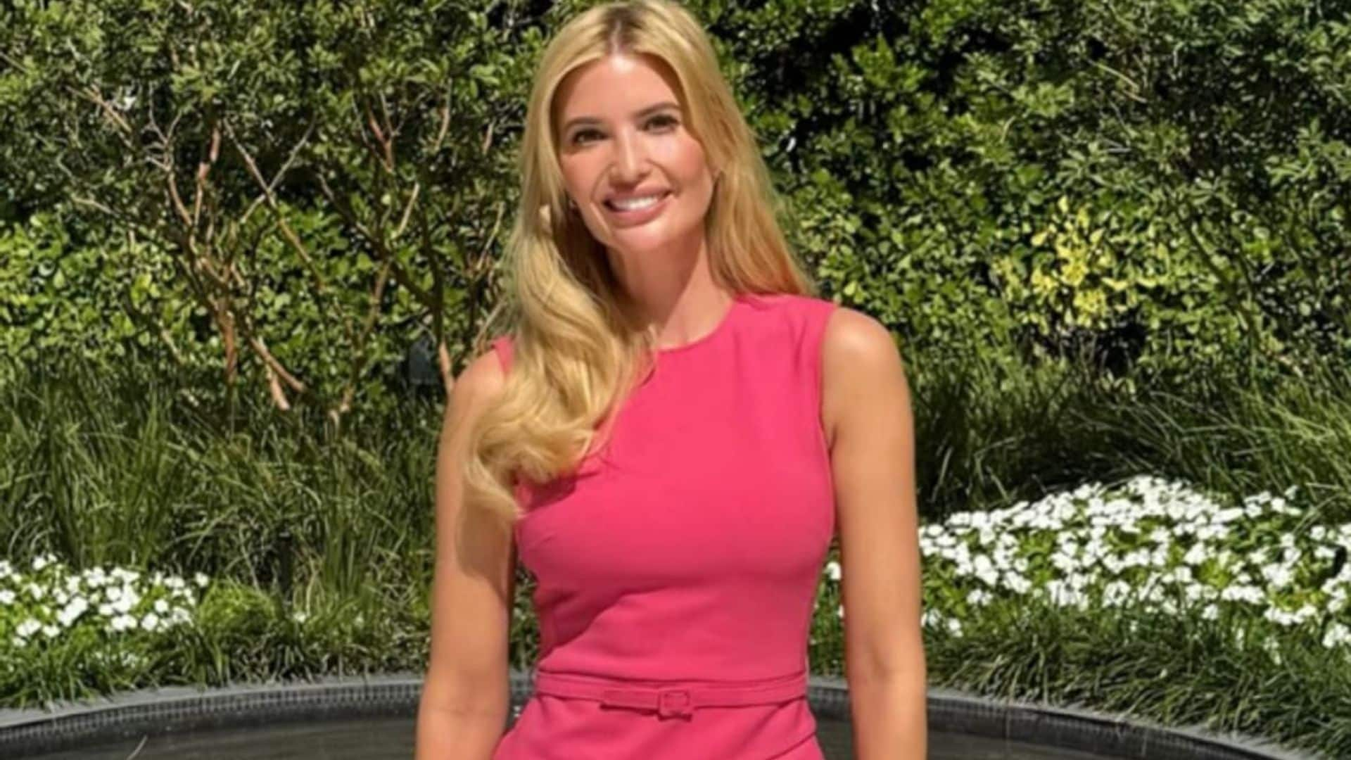 Ivanka Trump looked stunning in elegant knitted dress paired with gold hoop earrings