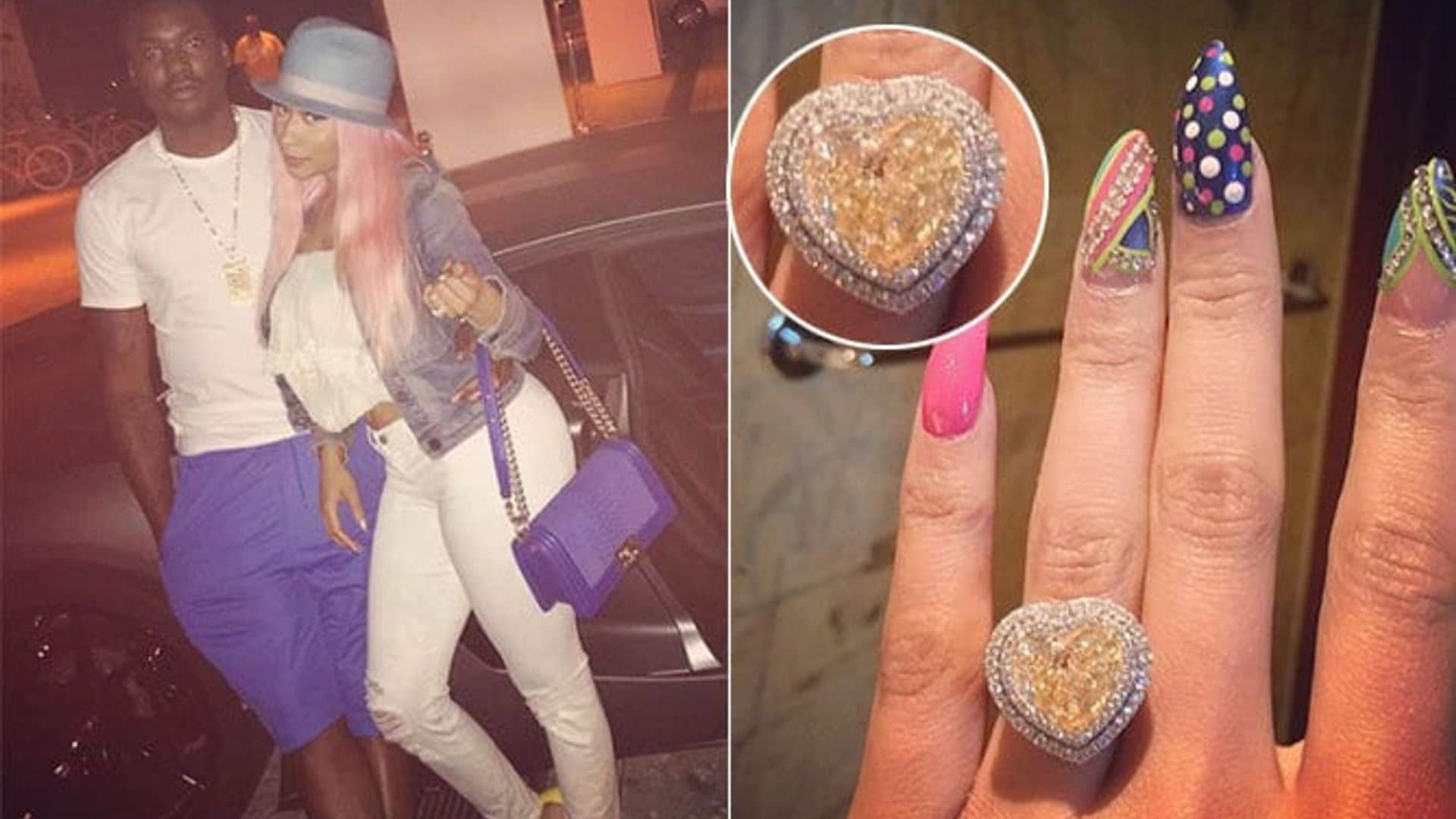 Nicki Minaj shows off huge heart-shaped ring, hints at engagement