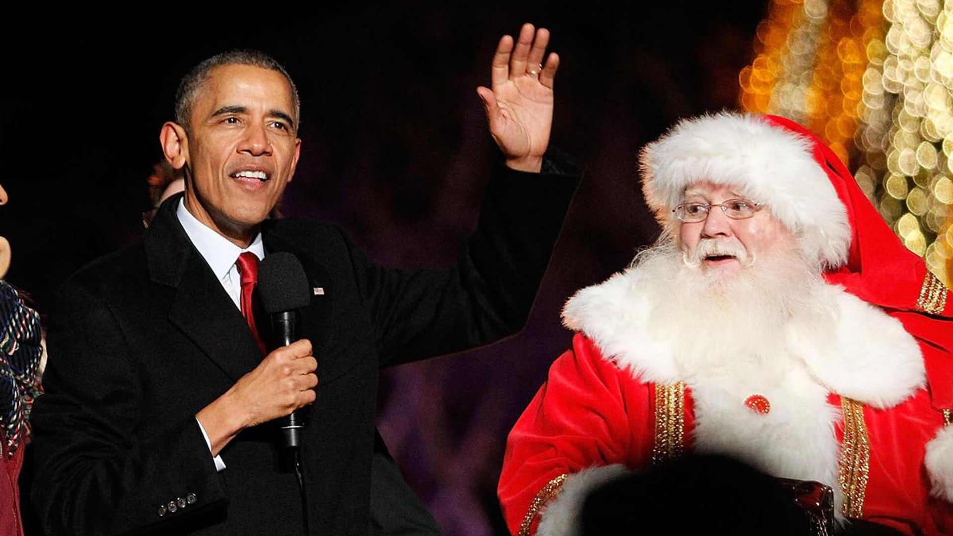 President Obama surprised a pre-k class by wearing a Santa Claus hat and holding a sack full of presents