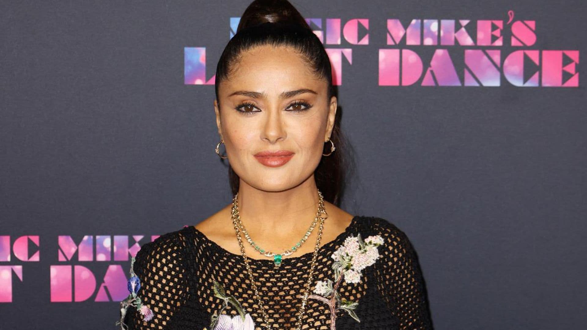 Salma Hayek shows off her toned body in netted bikini gown during Magic Mike’s Last Dance premiere