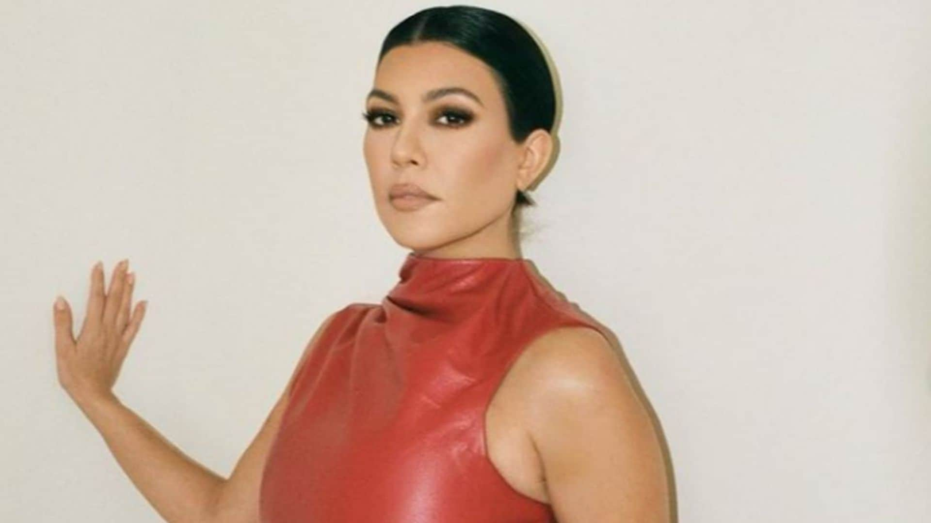 Kourtney Kardashian stuns in red leather outfit