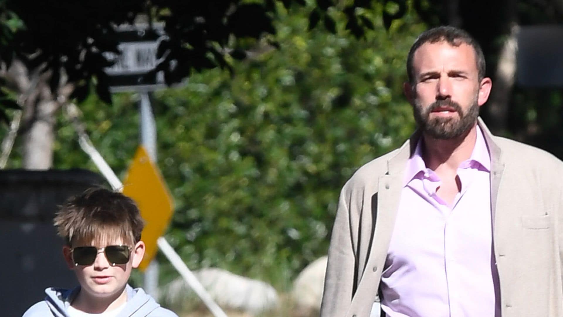 Ben and Samuel Affleck go on a walk with their gorgeous matching dogs