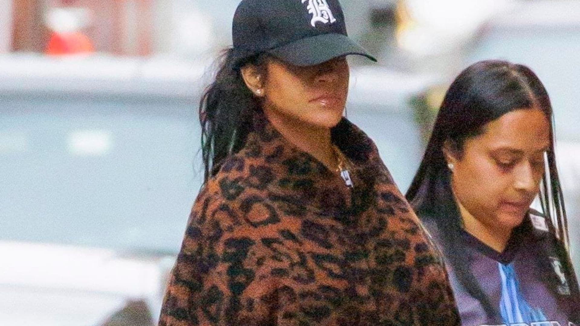 Rihanna Bares Her Baby Bump In A Cozy Leopard Zip-Up While Out In NYC